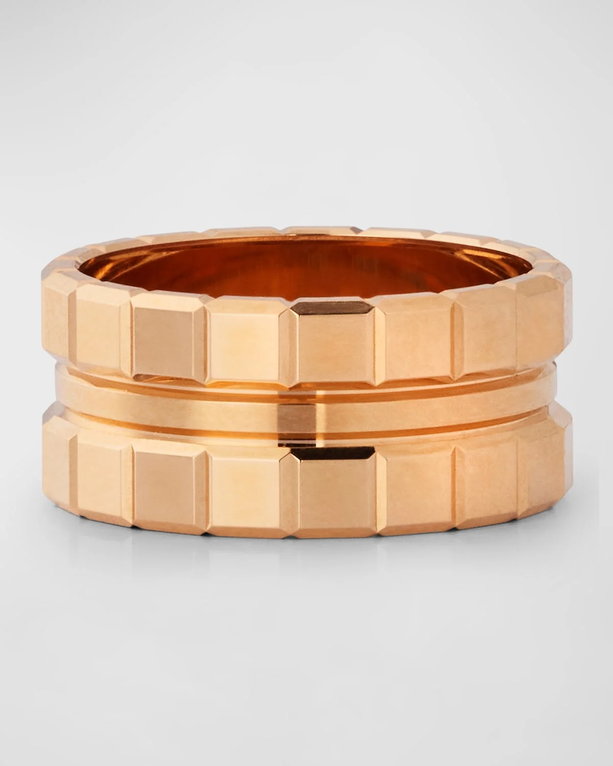 18K Rose Gold Ice Wide 3 Band Ring - 1