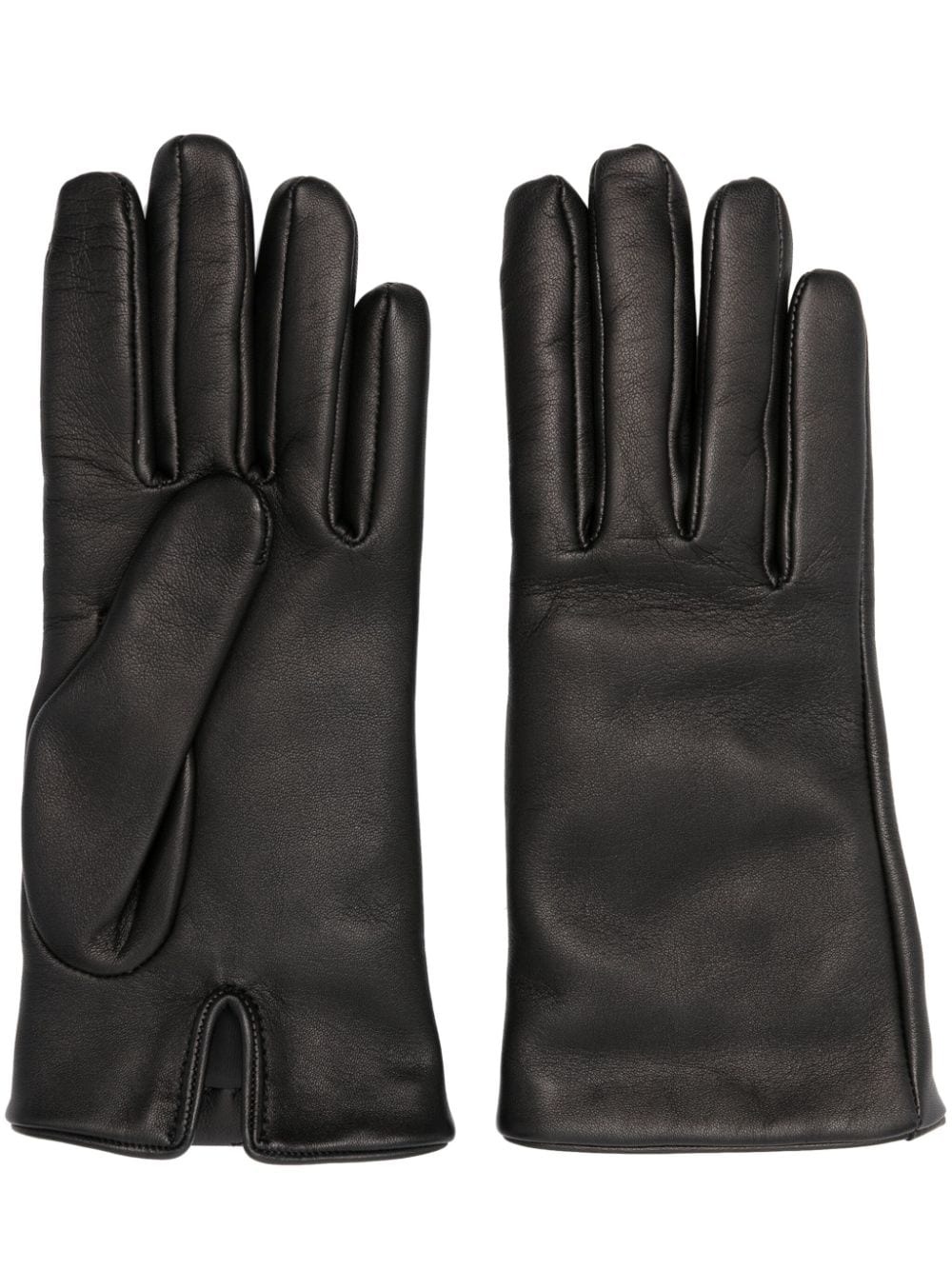 logo-plaque leather gloves - 1