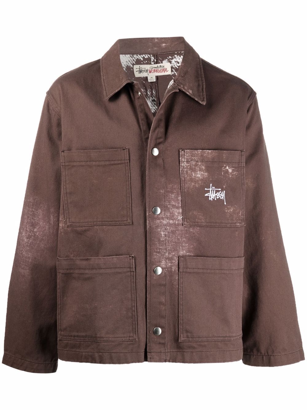 embroidered-logo shirt jacket - 1