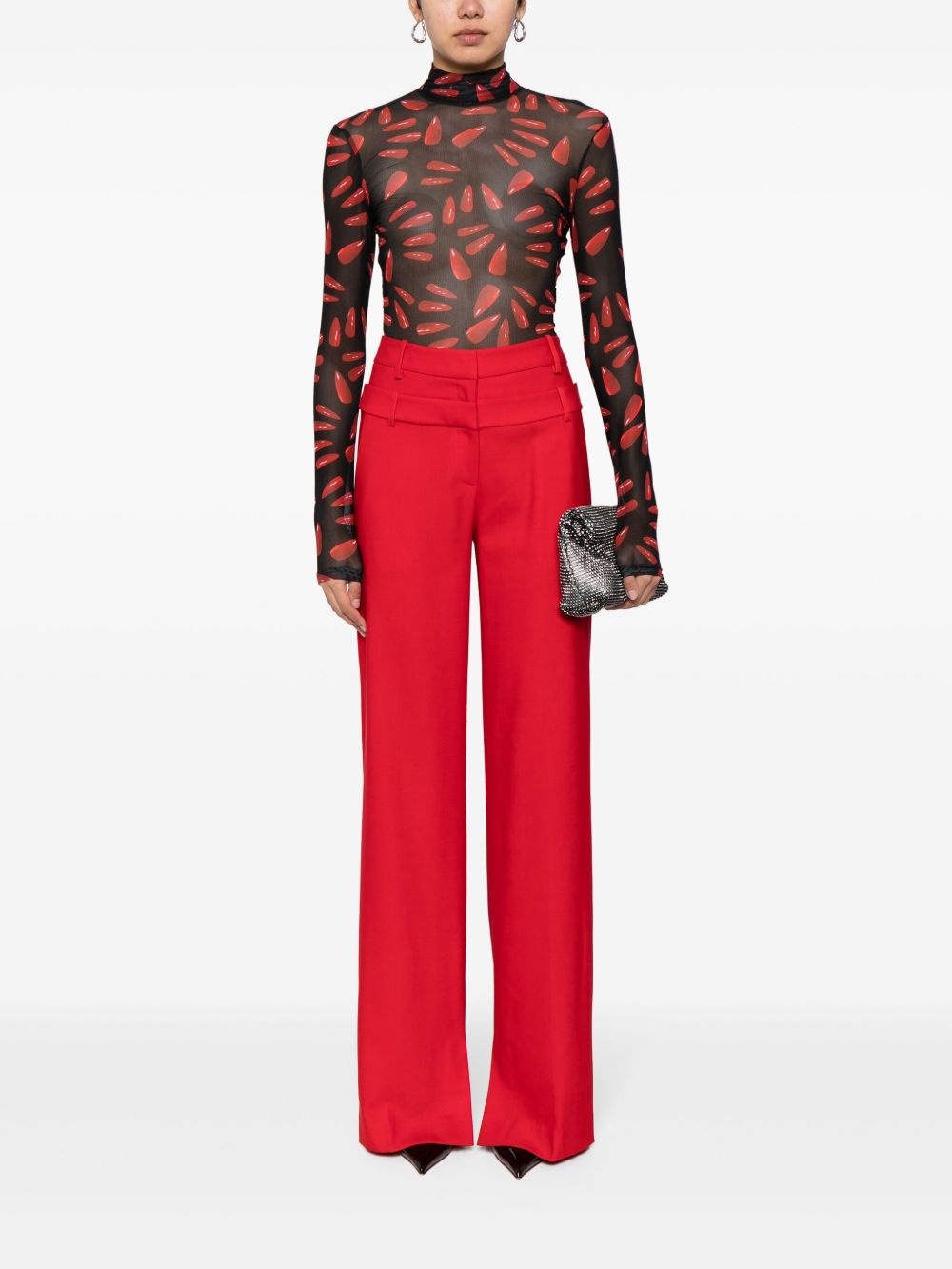 graphic-print sheer bodysuit - 2