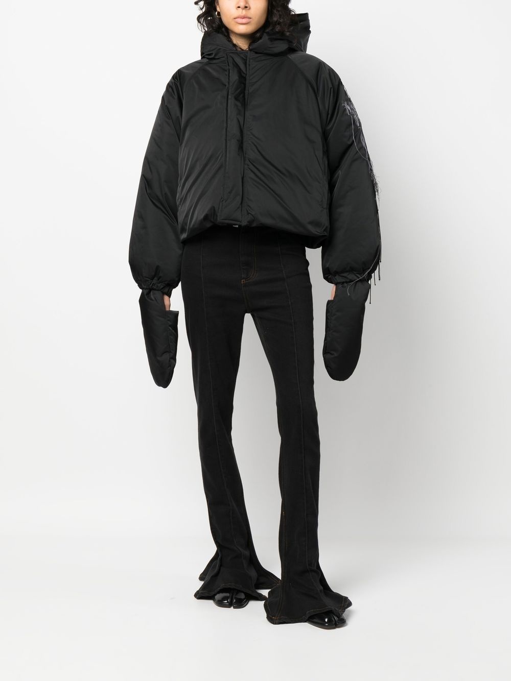 embroidered mitten-cuff jacket - 3
