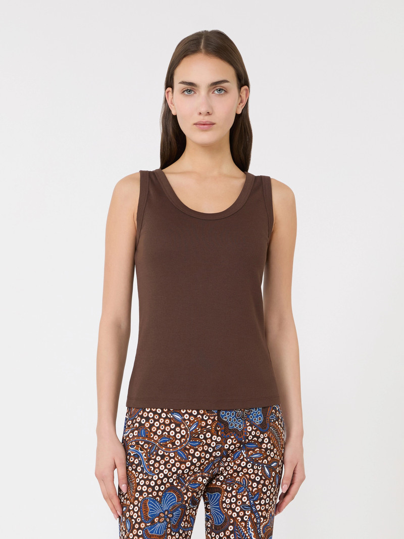 MULTIC Stretch cotton top - CHOCOLATE 3