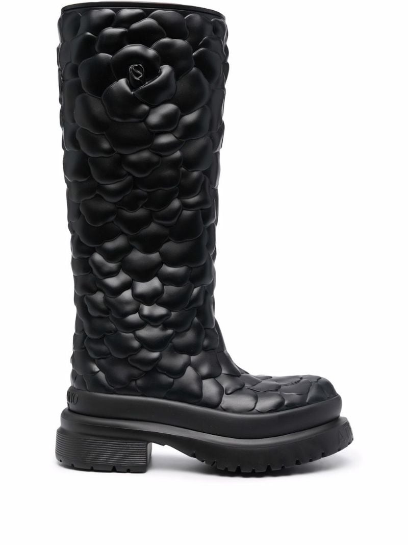 Atelier floral-embossed mid-calf rain boots - 1