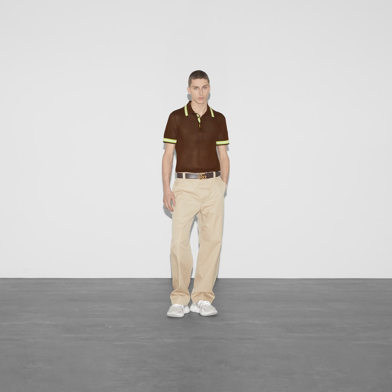 GUCCI Cotton mesh knit polo shirt outlook