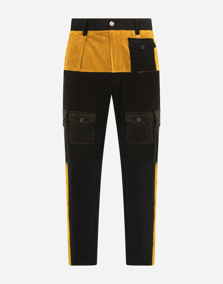 Velvet patchwork cargo pants - 3