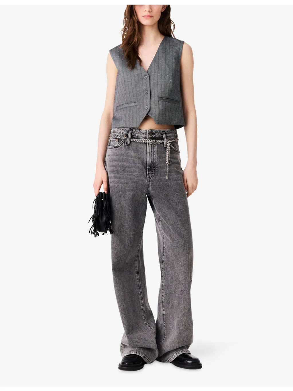 Tailored Rhinestone-Embellished Stretch-Woven Waistcoat - 1
