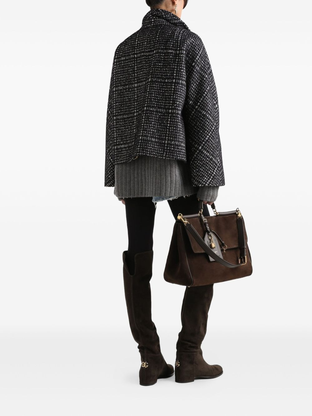 check-pattern double-breasted jacket - 3