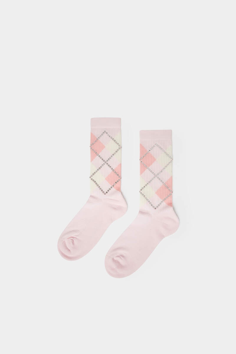 PREPPY HIGH SOCKS WITH RHINESTONES - 2