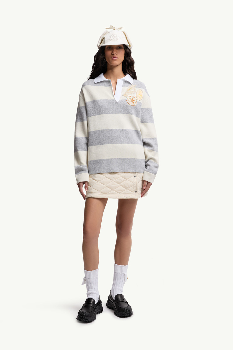 Moncler Striped Long Sleeve Wool Polo Shirt outlook