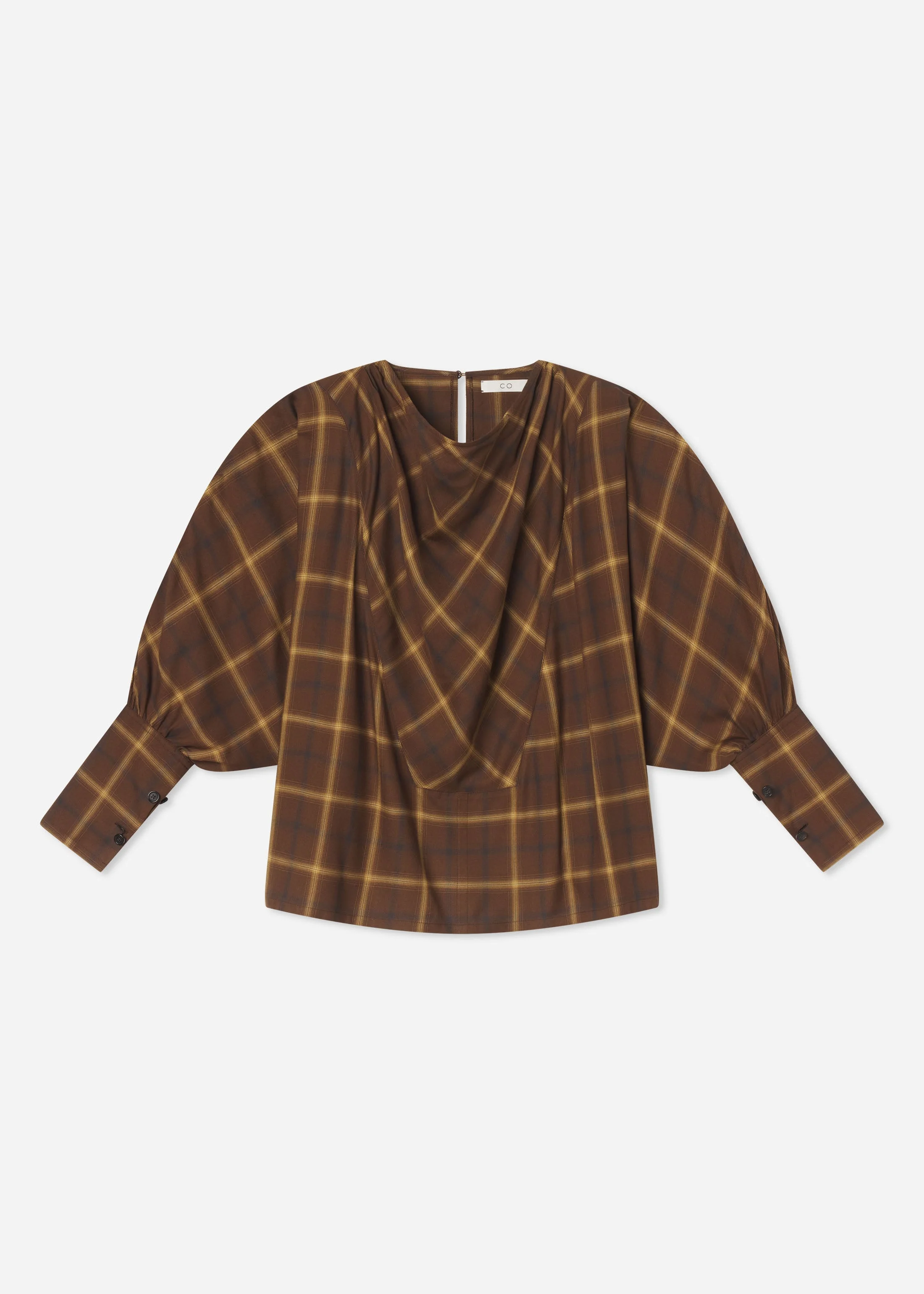 Draped Tunic Top in Check Plaid - 1