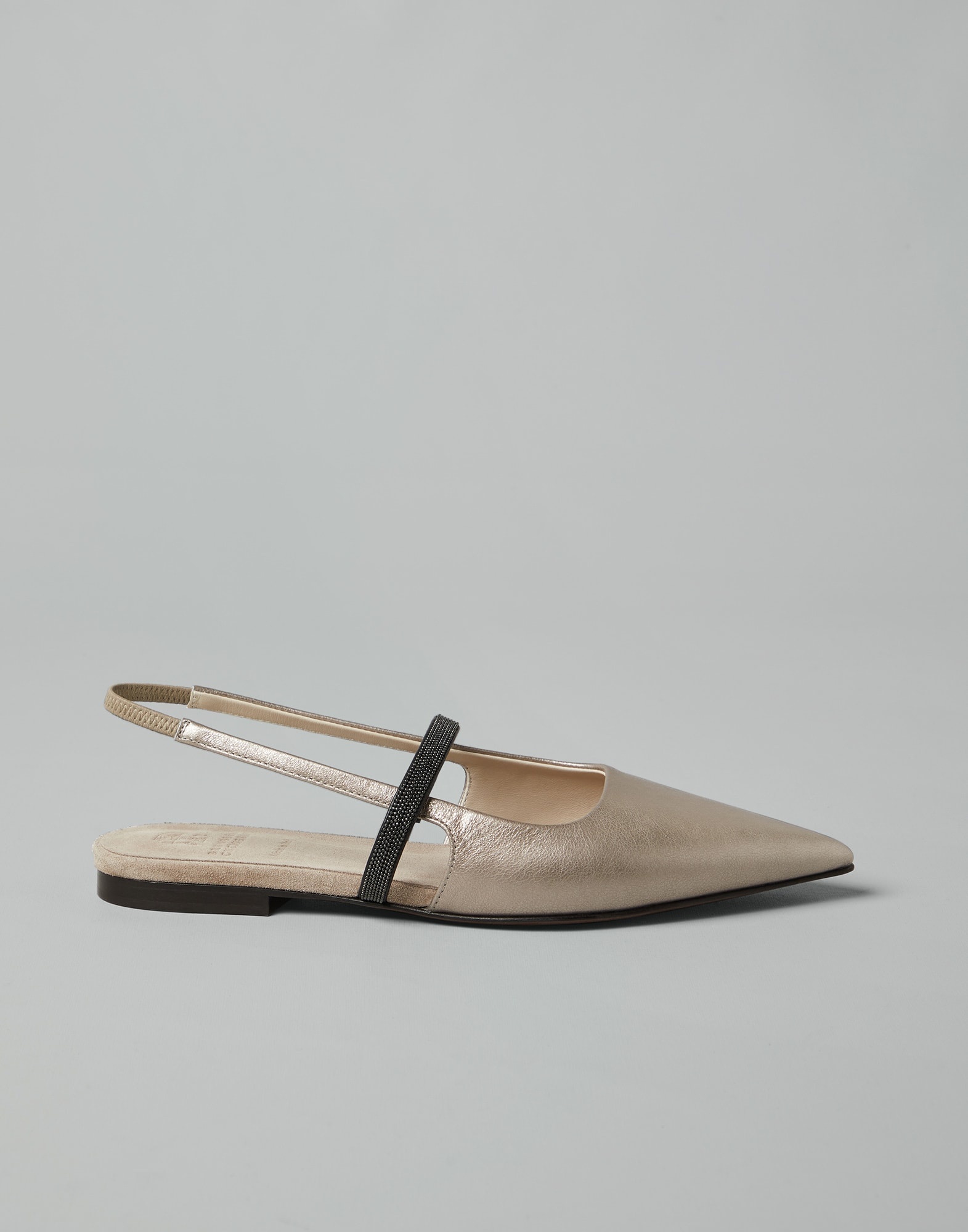 Lamé calfskin slingback flats with shiny strap - 5