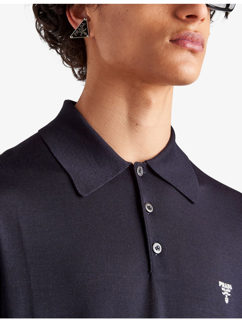 Branded Short-Sleeved Wool Polo Shirt - 3