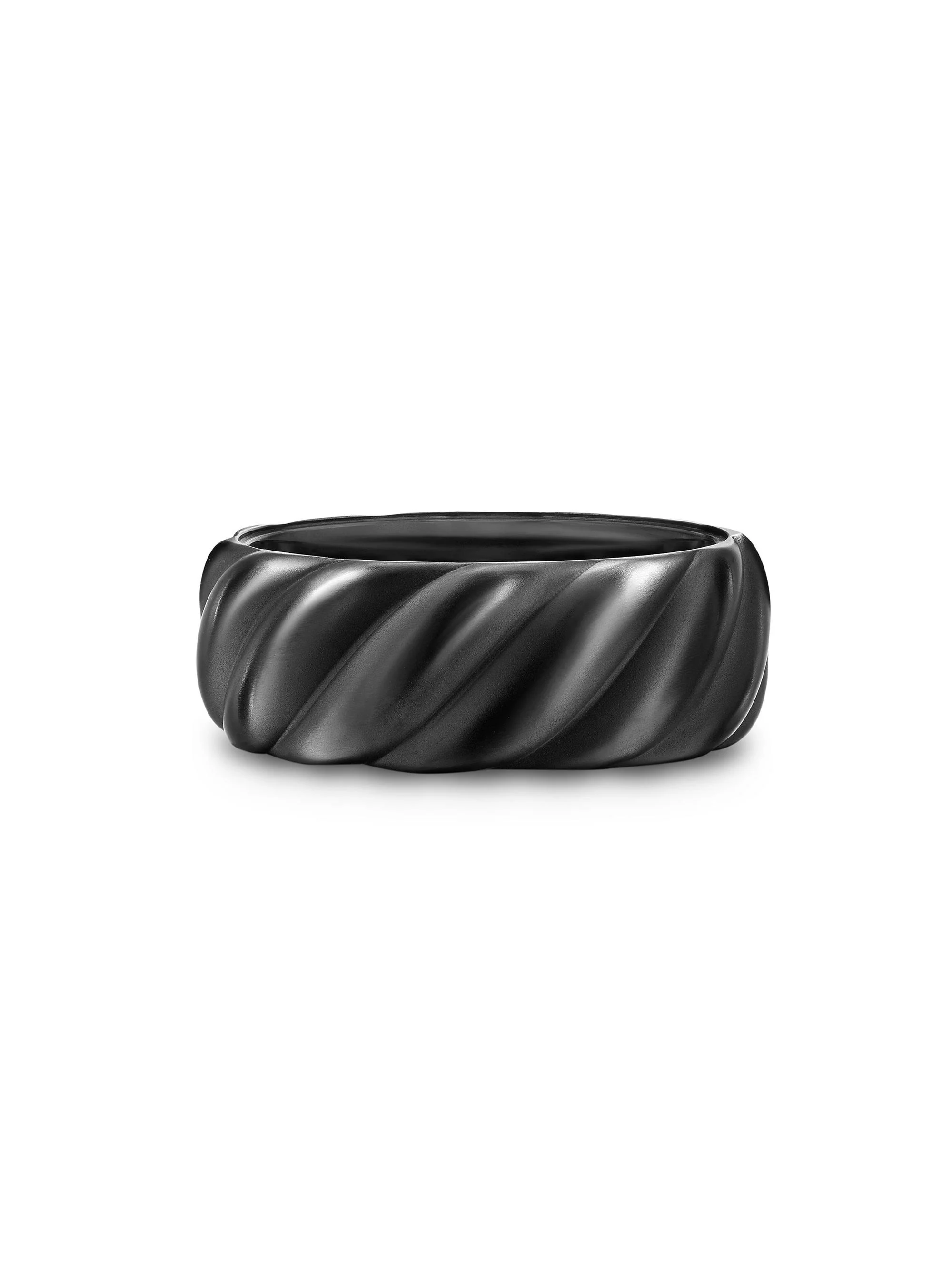 Men's Sculpted Cable Band Ring in Black Titanium, 9MM - Black - 1