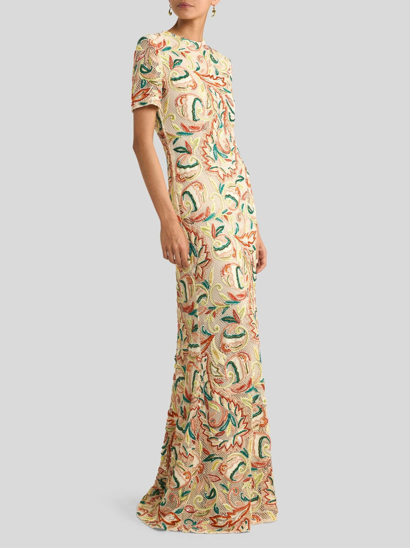 Etro CROCHET-EFFECT LONG DRESS WITH FLORAL EMBROIDERY outlook