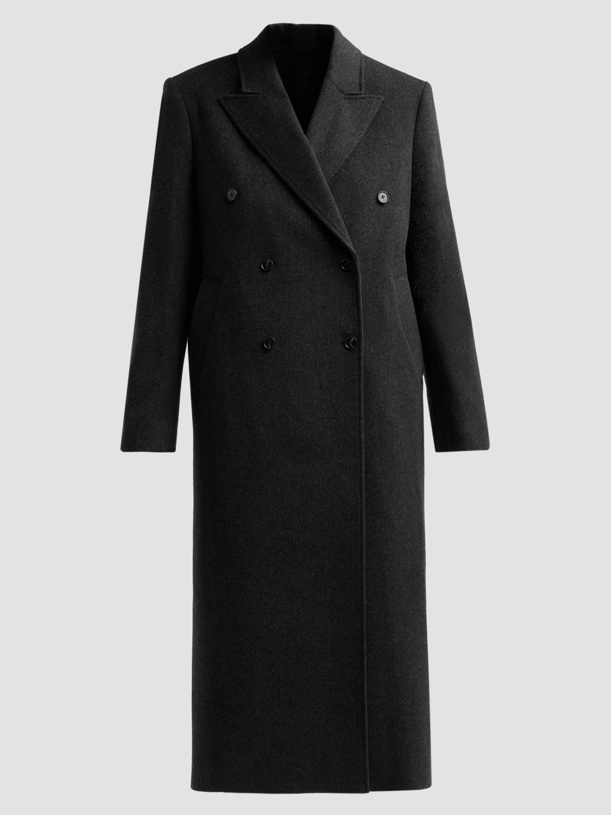 Women's Rosco Wool Double-Breasted Coat - Anthracite Melange - 1
