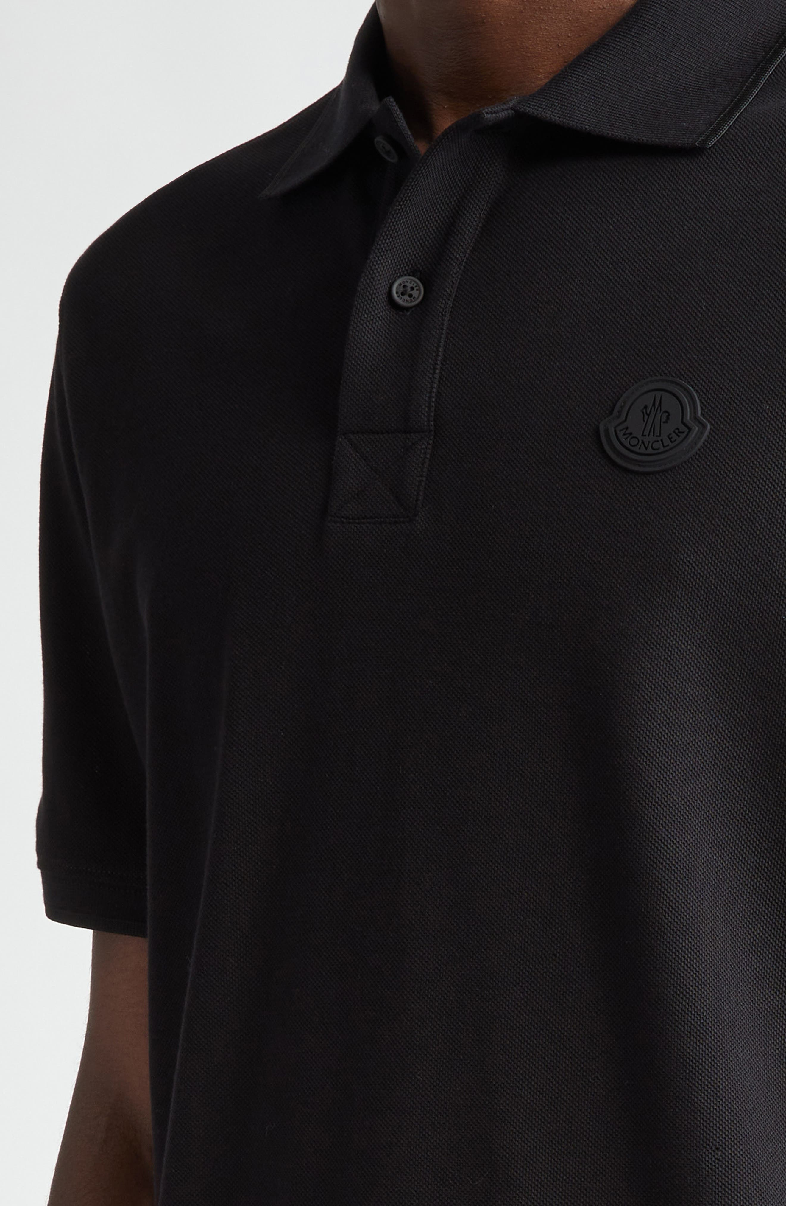 Moncler Logo Cotton Polo in Black at Nordstrom - 4