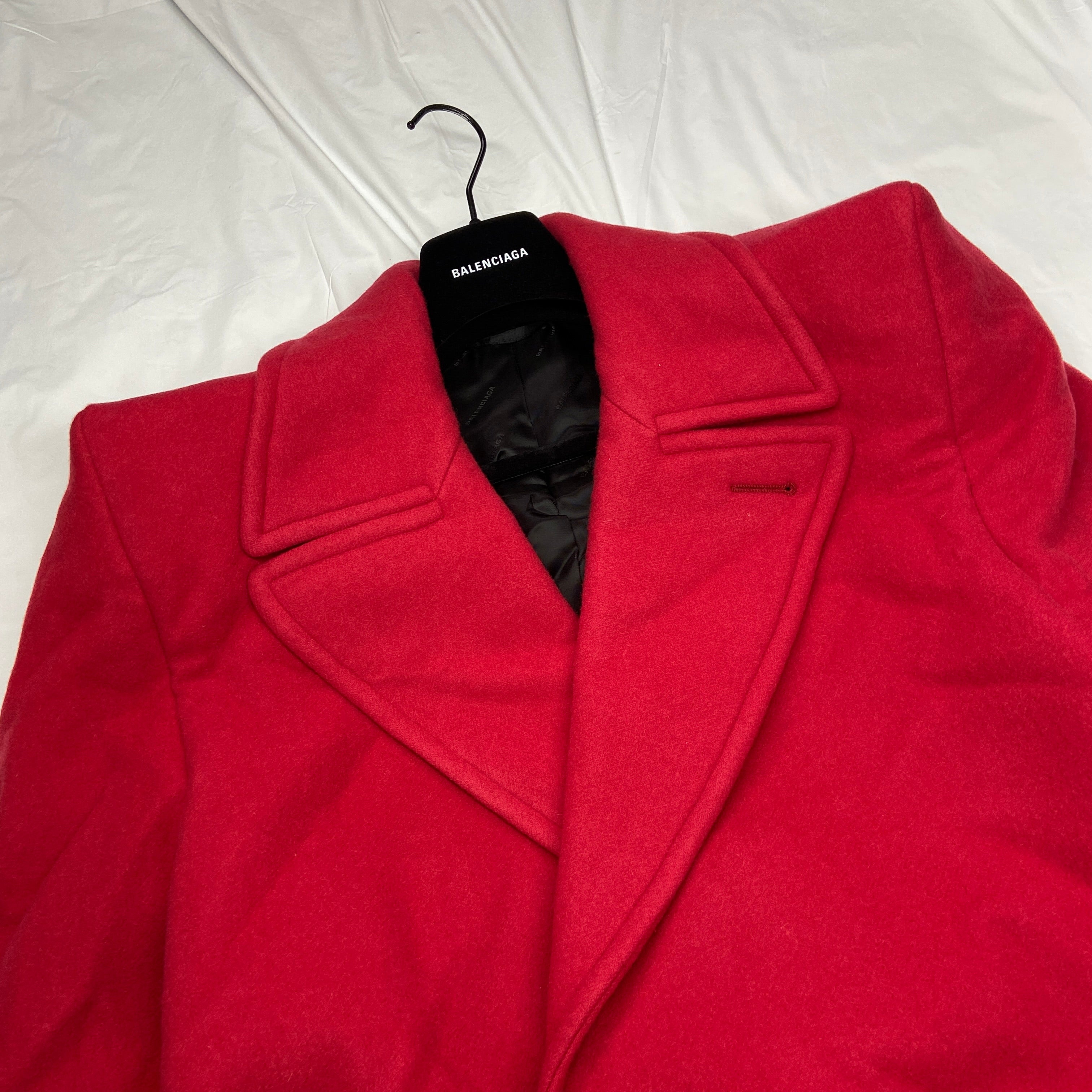 Balenciaga Ss19 runway 80s boxy shoulder red camel wool coat jacket 46 - 4