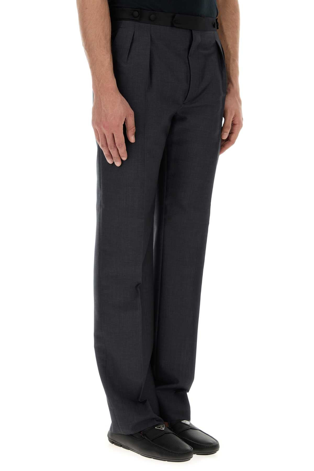 Prada Men Charcoal Mohair Blend Pant - 3
