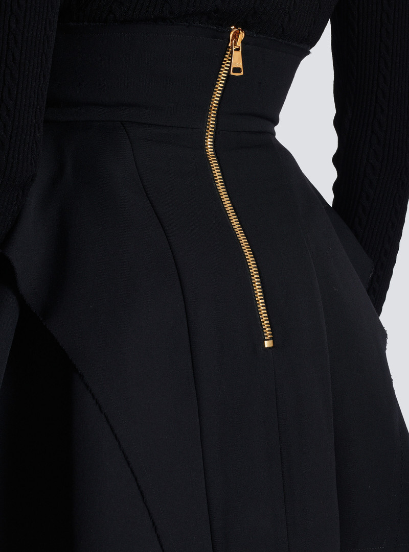 High-waisted grain de poudre skirt 6