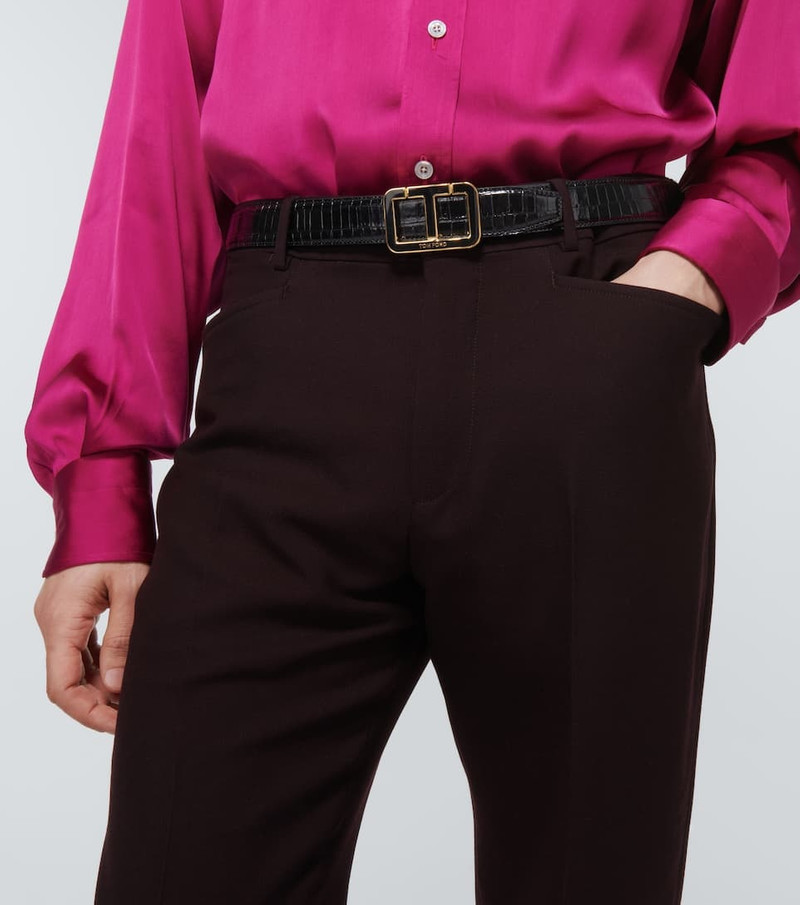 TOM FORD Logo croc-effect leather belt outlook
