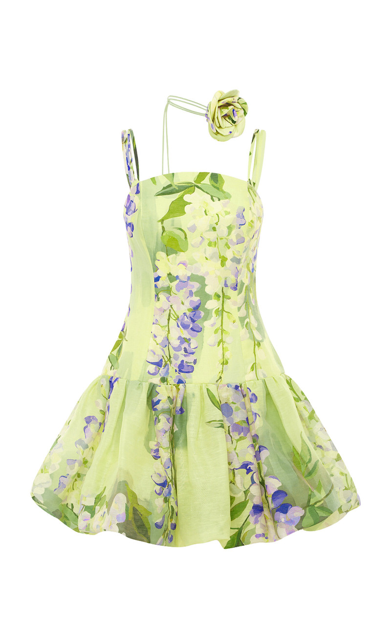 Lorena Printed Linen-Blend Mini Dress yellow 1