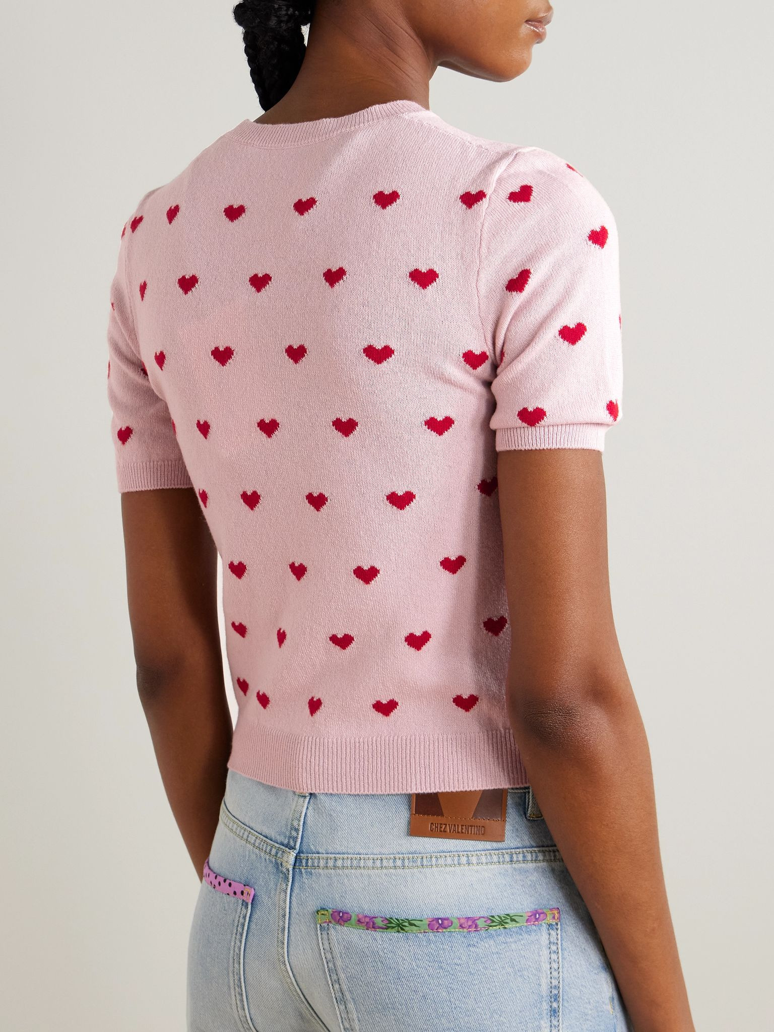 Cropped intarsia wool sweater Pink - 3