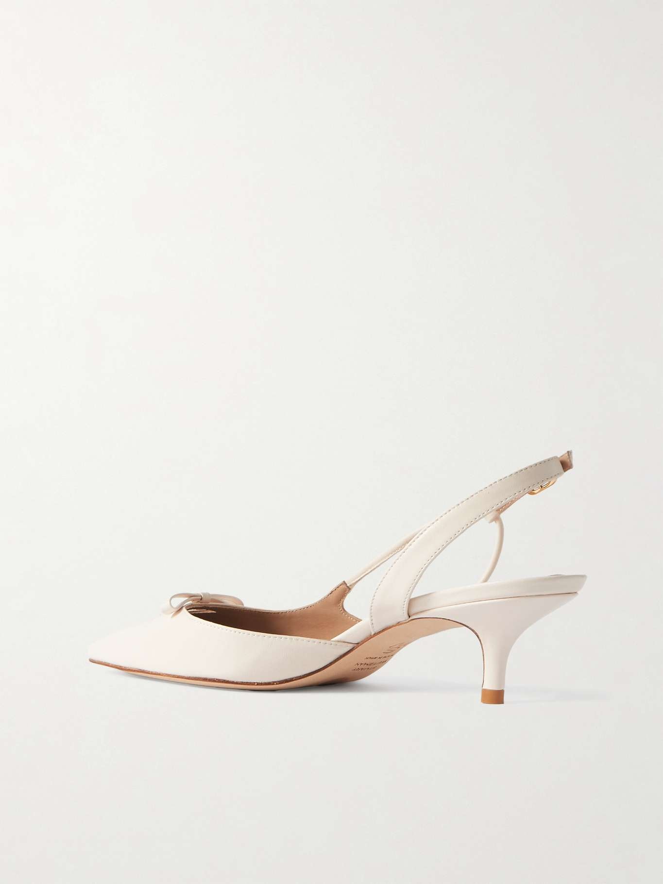 Tully bow-detailed leather point-toe slingback pumps - 3