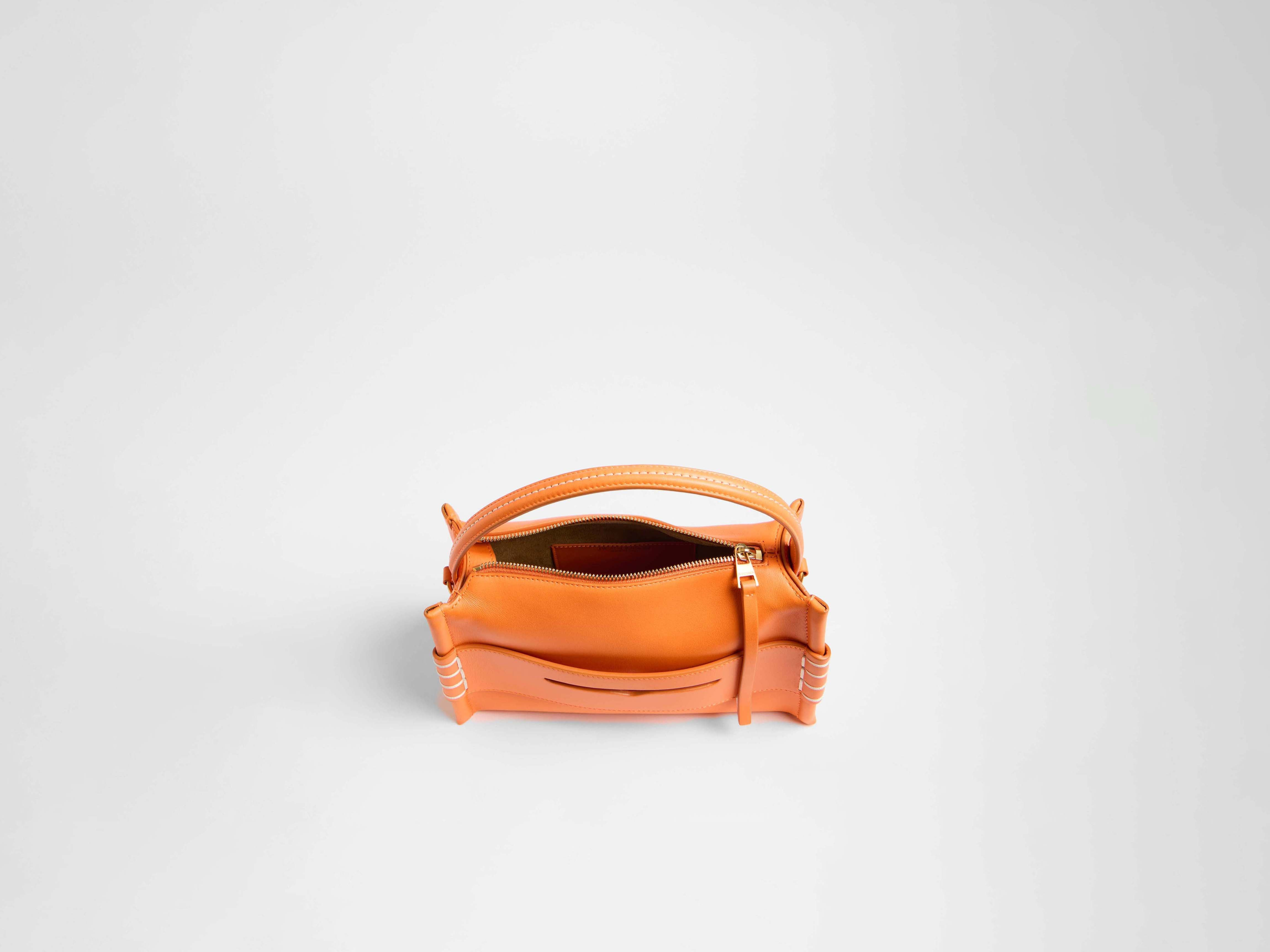 SMALL LOAFER BAG IN BRIGHT ORANGE LEATHER - 7