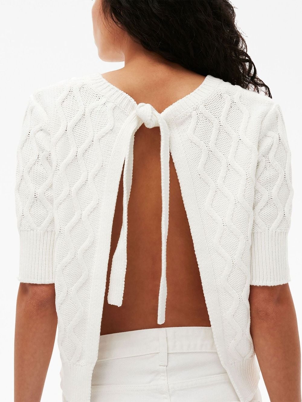 cable-knit organic cotton T-shirt - 5