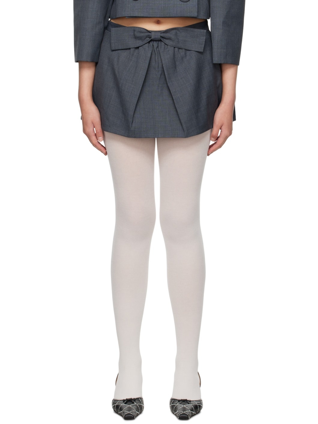 Gray Bow Miniskirt - 1