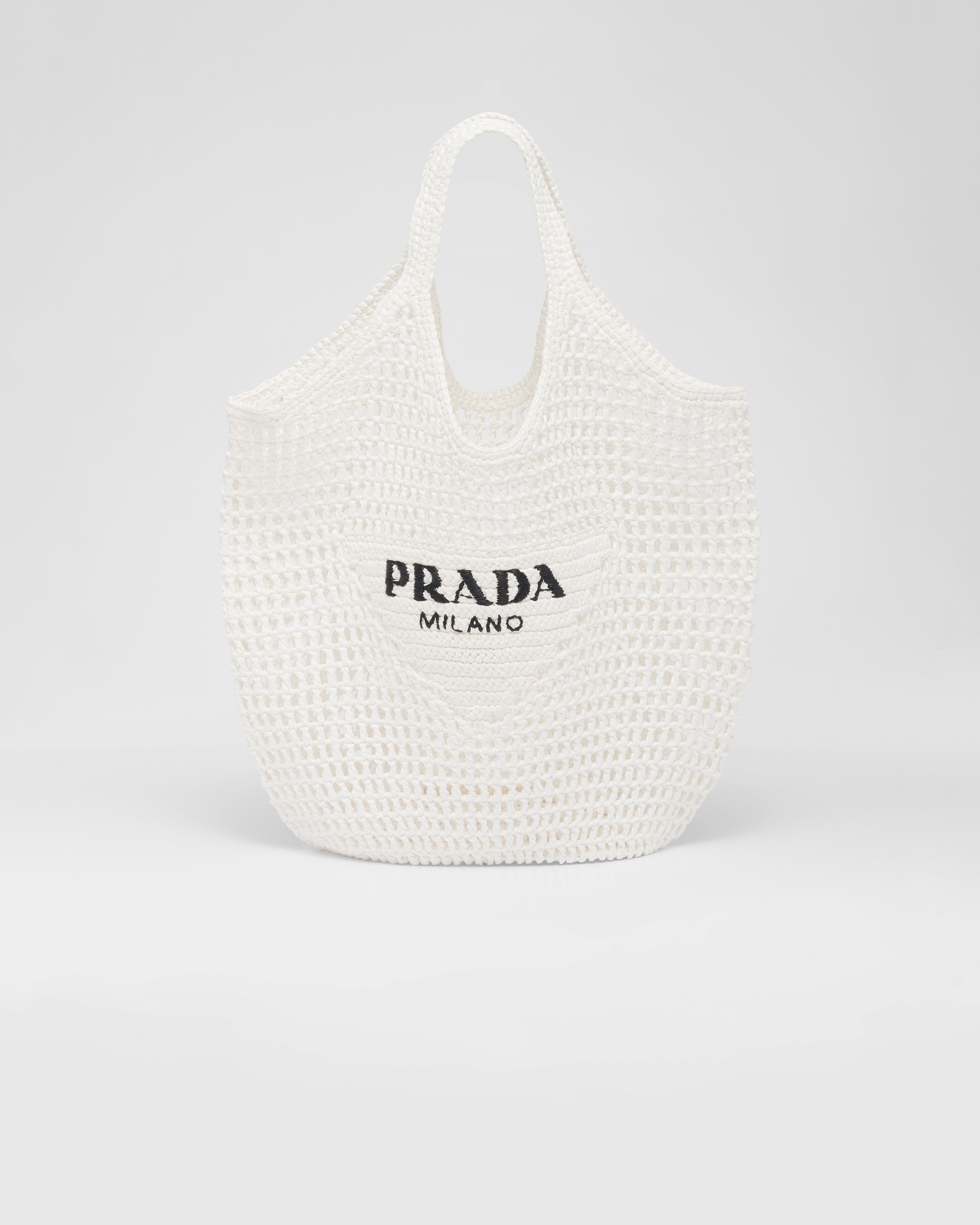 Logo Crochet Tote Bag in Black - Prada
