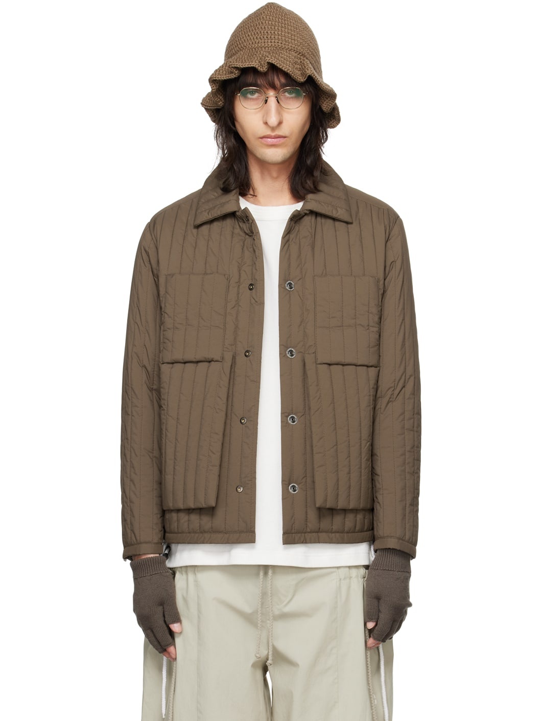 Khaki Quilted Jacket - 1