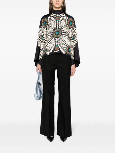 La DoubleJ geometric-print silk blouse outlook