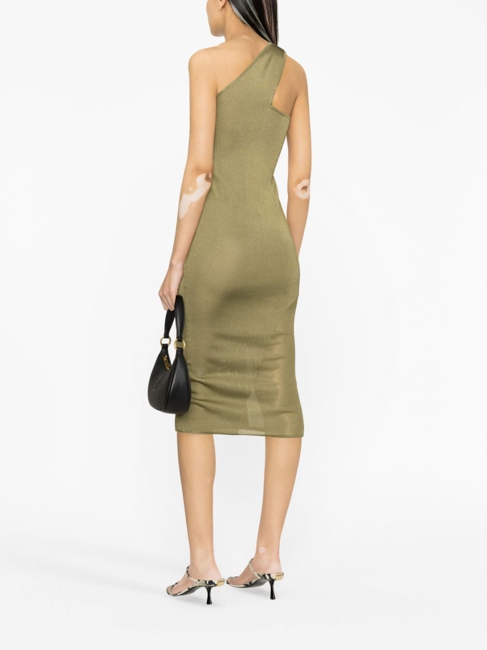 one-shoulder knitted dress - 4