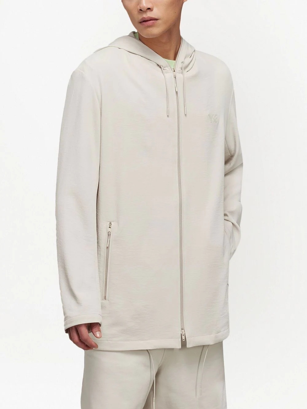 logo print zipped hoodie - 3
