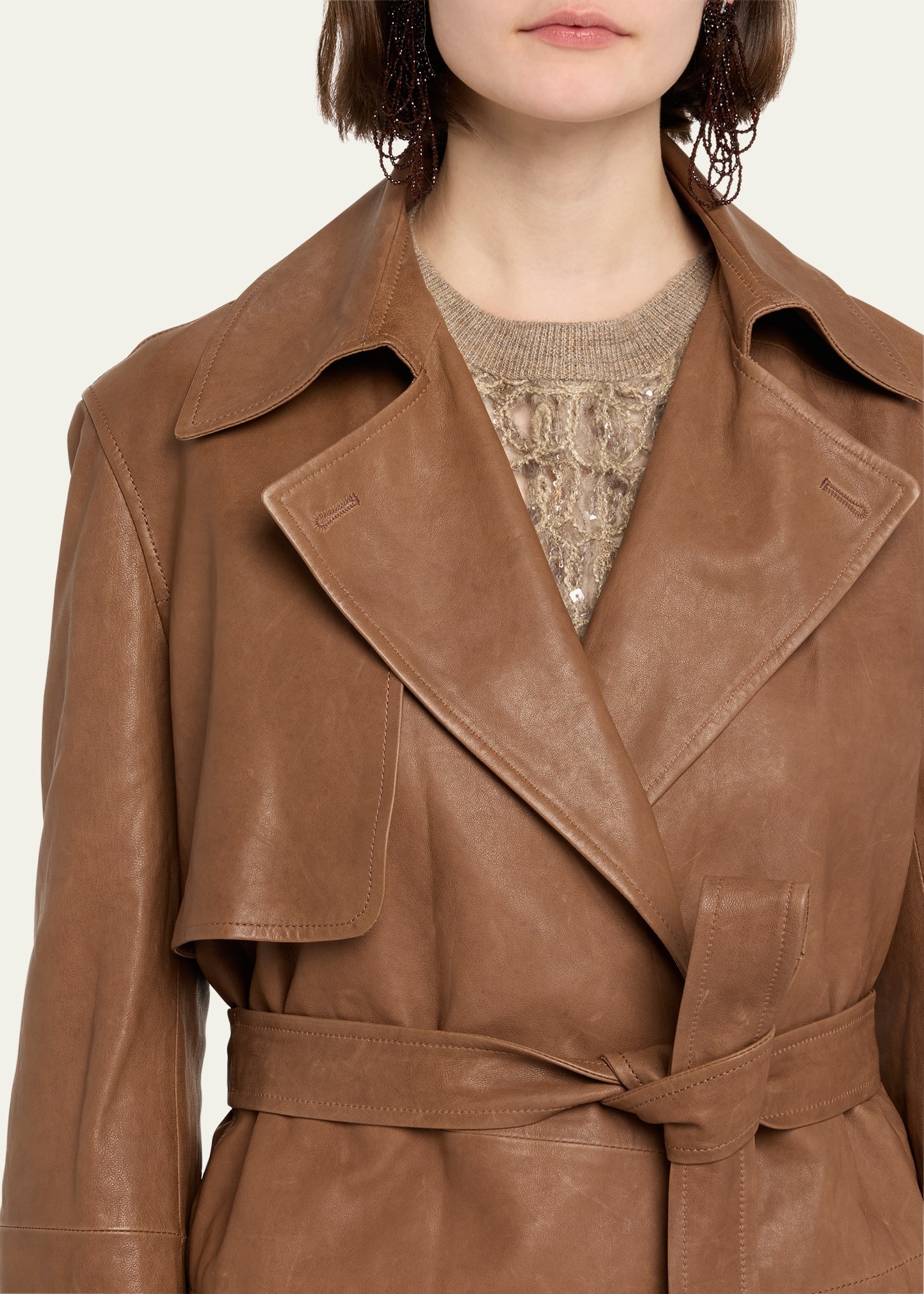 Vintage Napa Leather Cropped Trench - 5