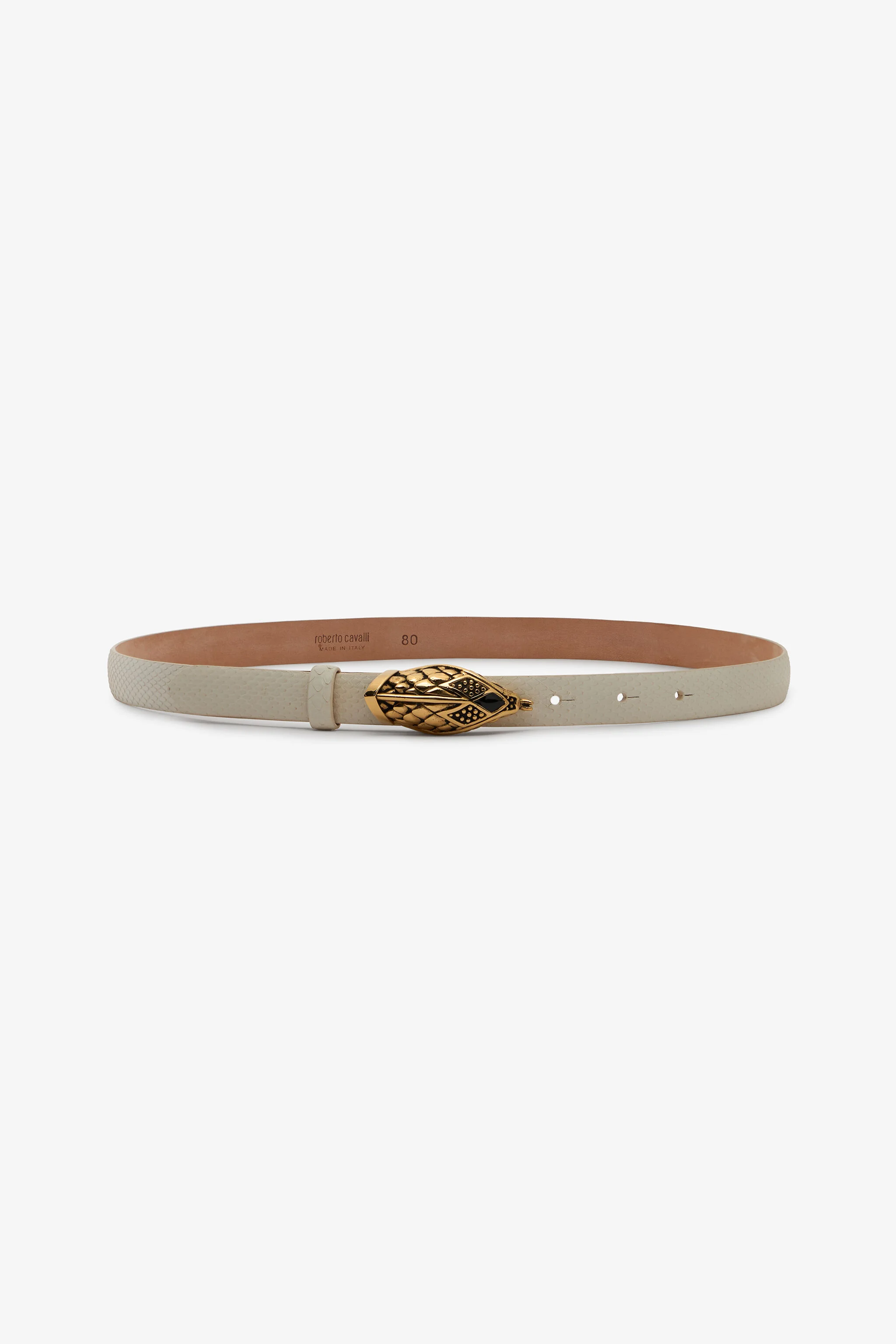 White Belt with Scale Motif and Snake Head Buckle - 1