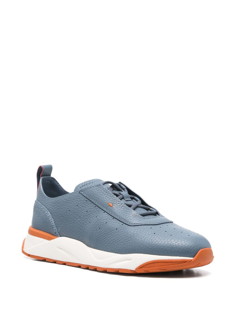 Santoni perforated-design leather sneakers outlook