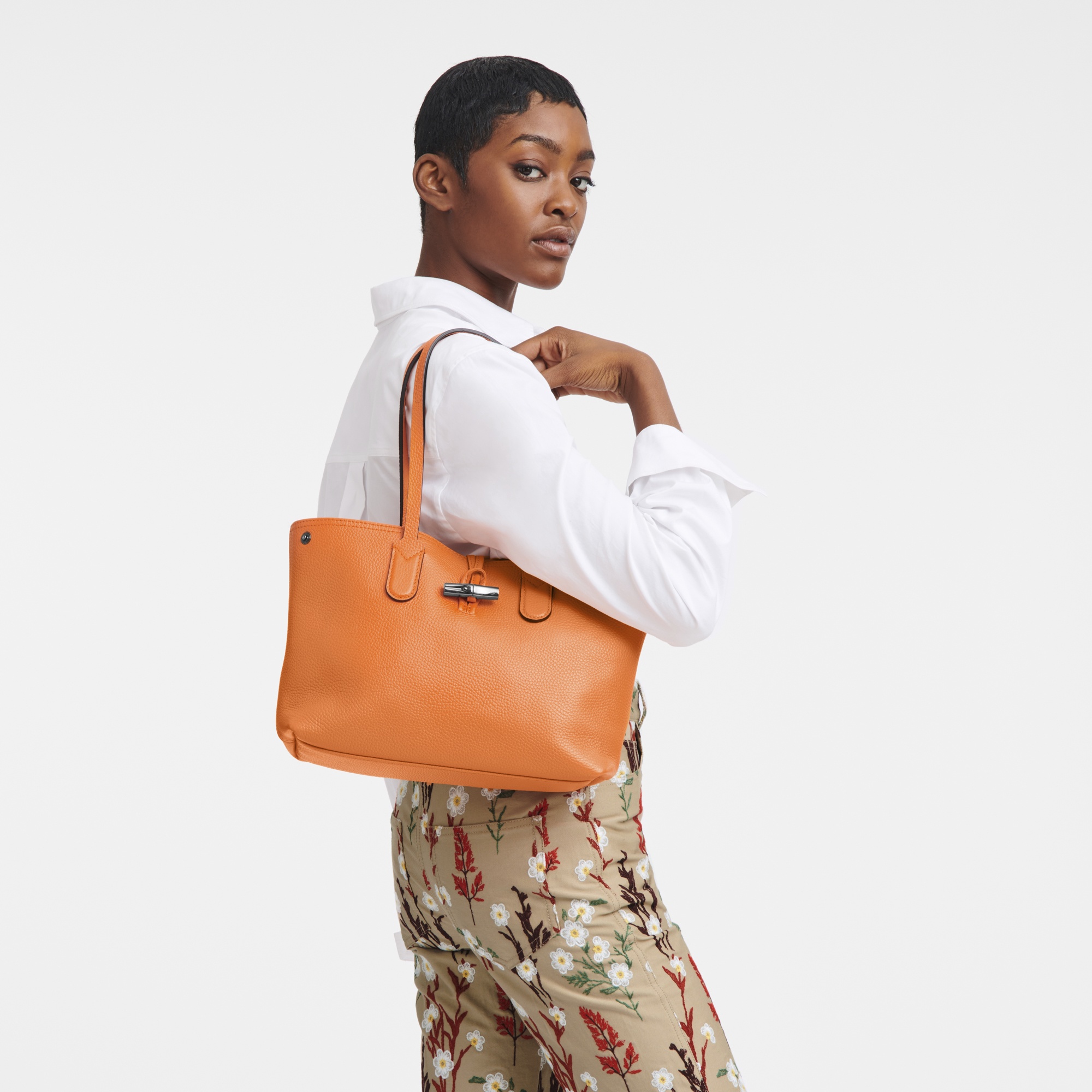 Roseau Essential M Tote bag Orange - Leather - 2