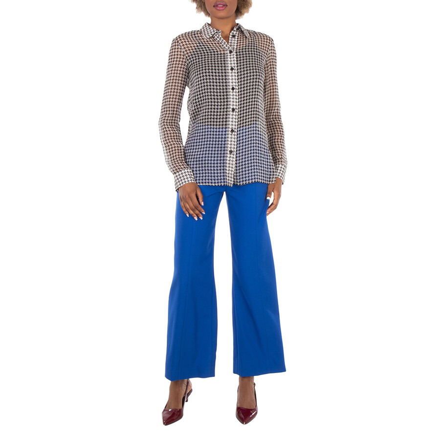 Burberry Houndstooth-Print Silk Shirt - 4