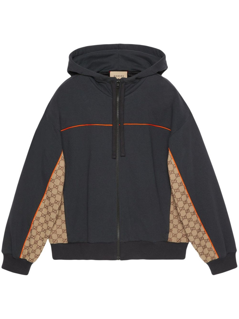 panelled cotton hoodie - 1