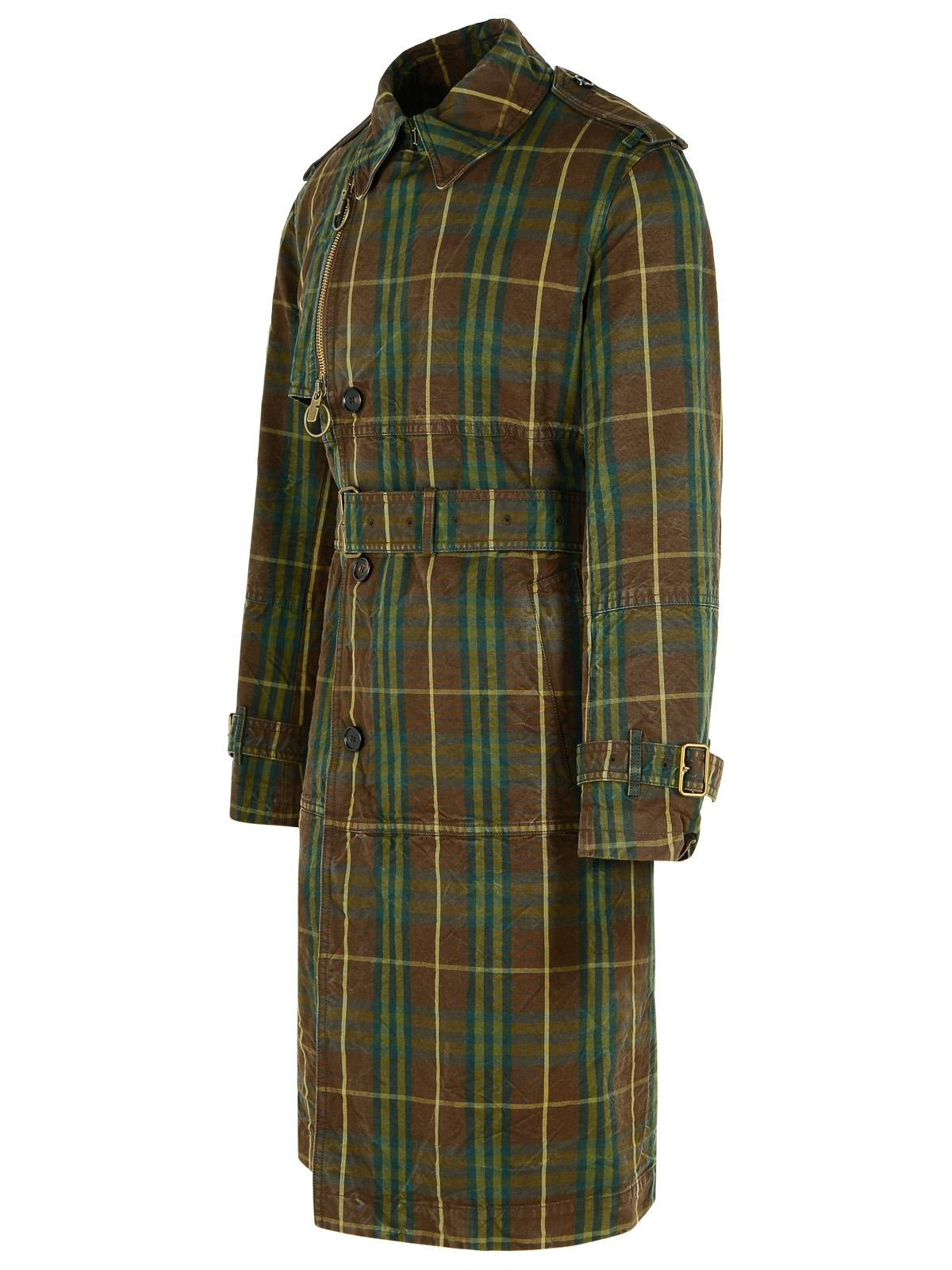 Burberry 'Check' Dark Green Cotton Trench Coat Men - 2