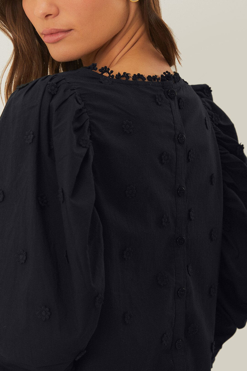 Black 3D Flowers Blouse 5