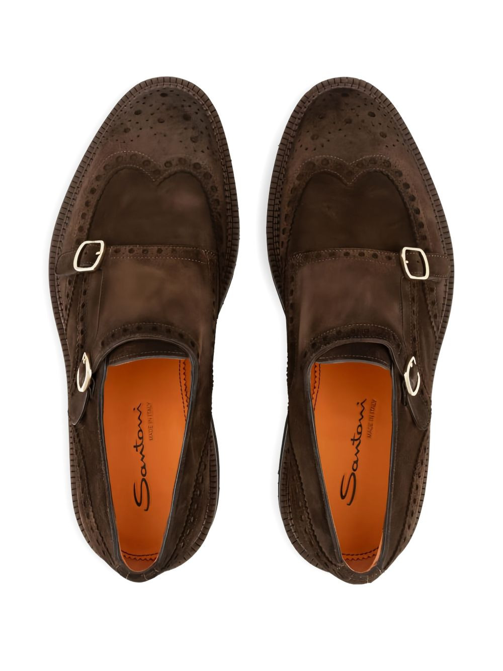 double-buckles suede monk shoes - 2