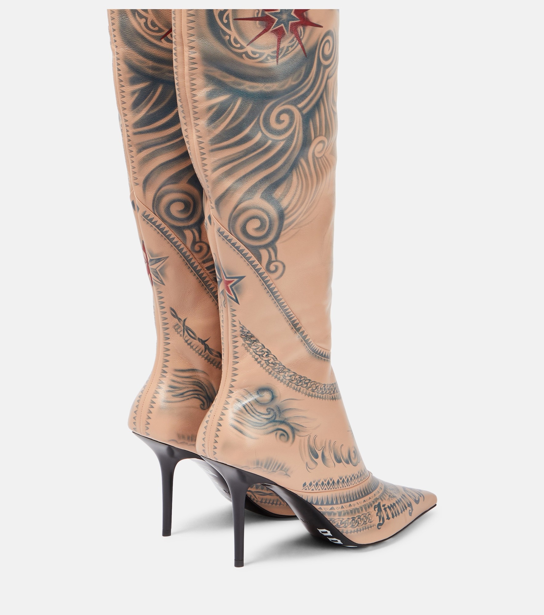 x Jean Paul Gaultier Tattoo leather over-the-knee boots - 3