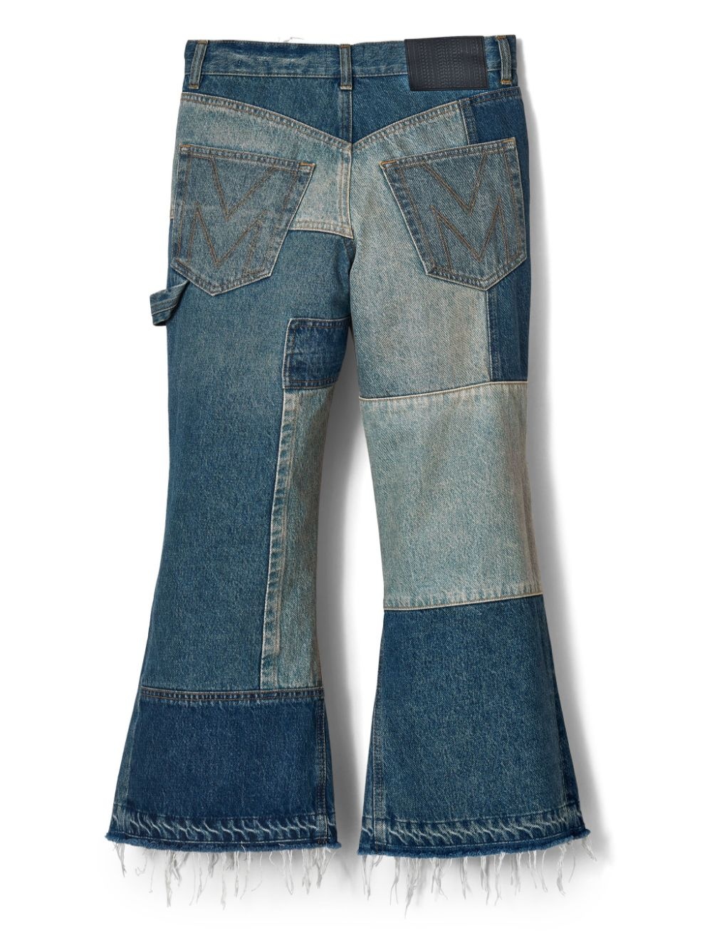patchwork cropped flared jeans - 6