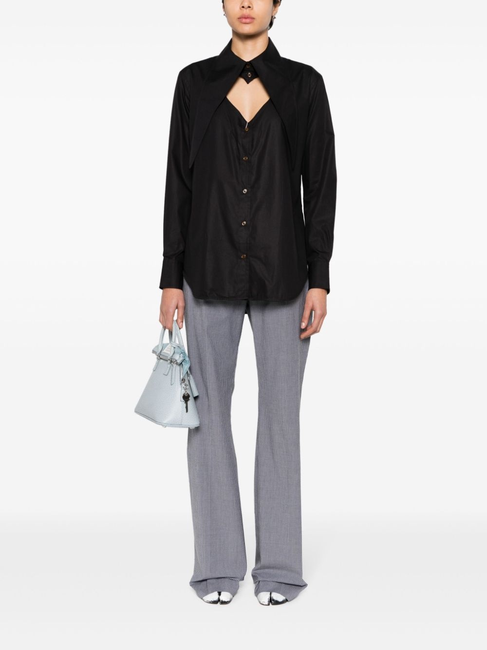 gingham-pattern flared trousers - 2