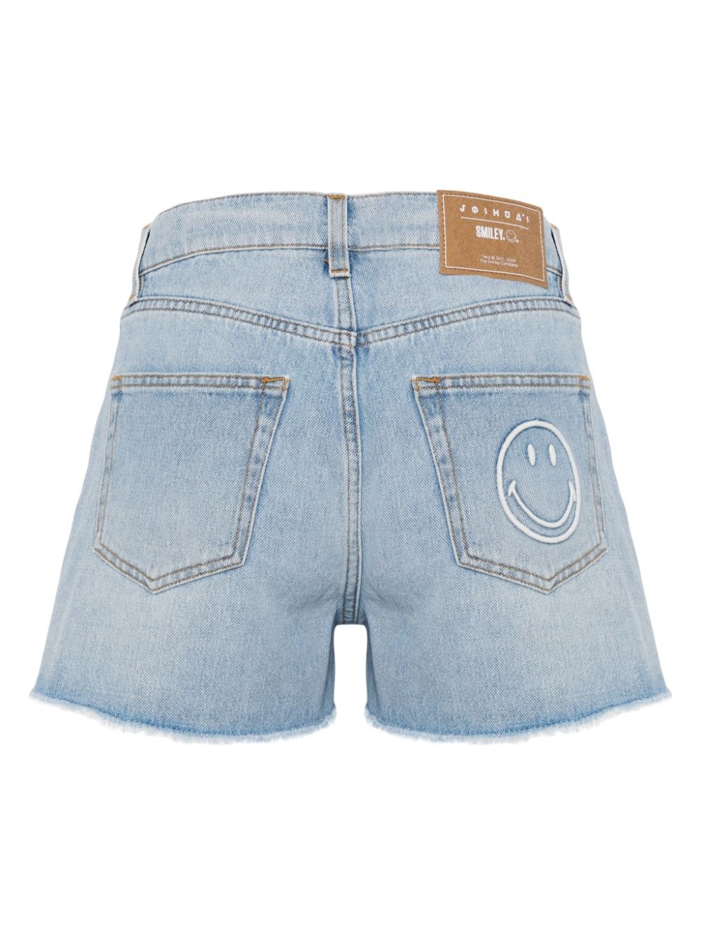smiley-face denim shorts - 2