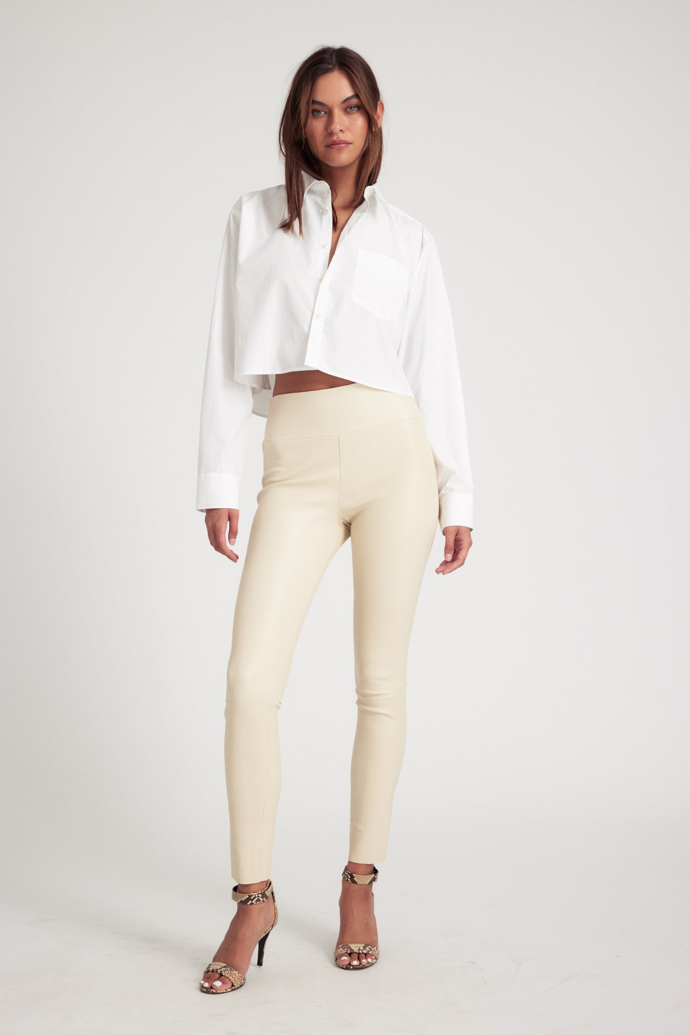 WHITE CROPPED BUTTON DOWN - 2