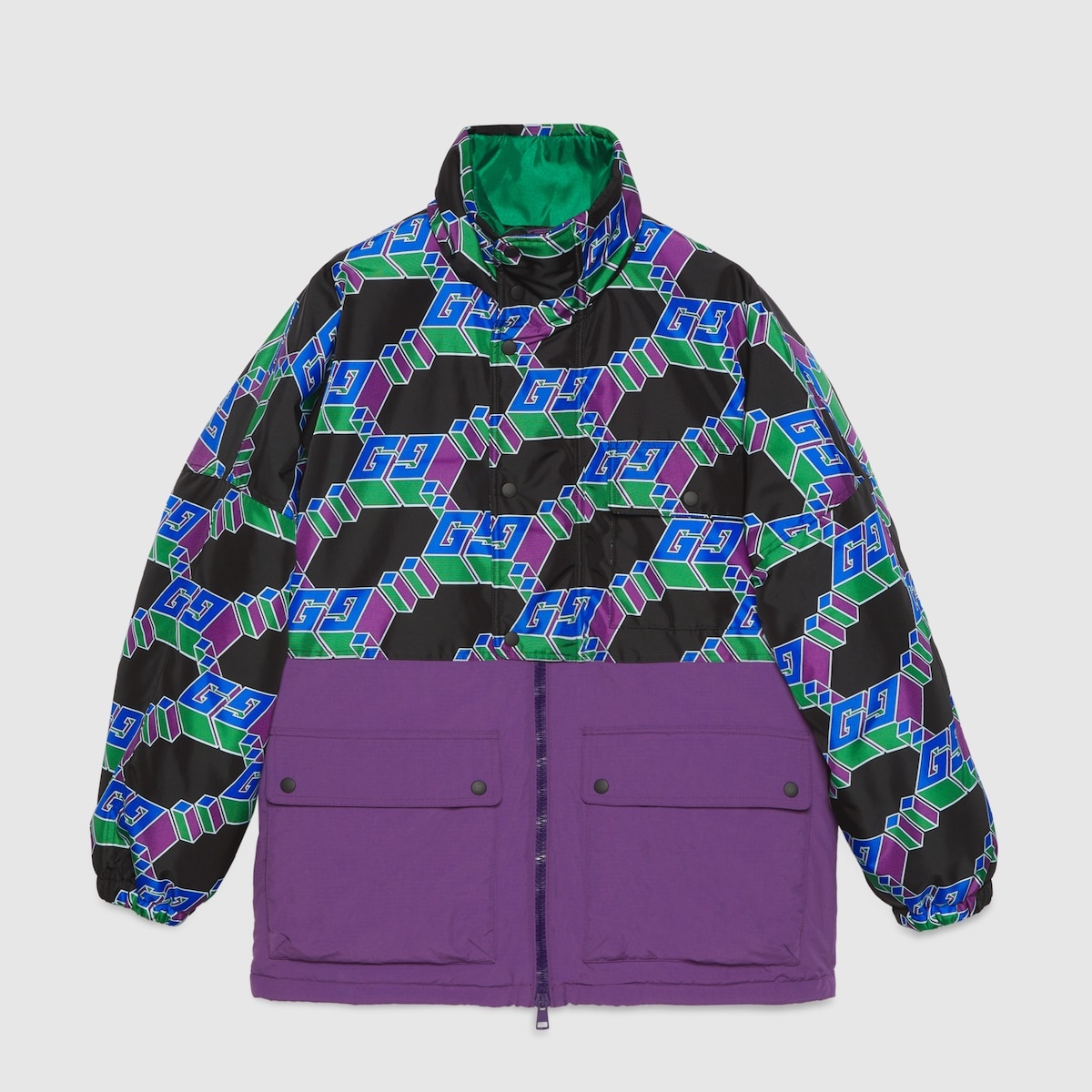 Square GG nylon canvas coat - 1